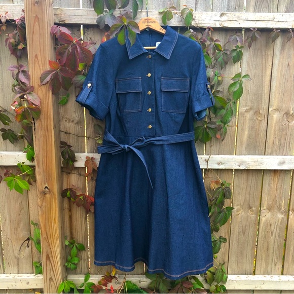 Shelby & Palmer Dresses 95s Style Blue Denim Aline Vintage Style